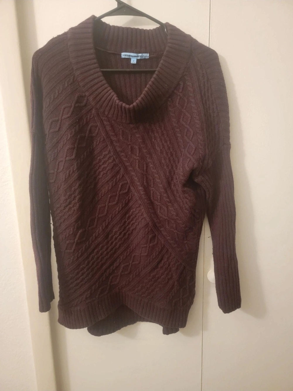 ANTONIO MELANI Brown Cable-Knit Cowl Neck Sweater